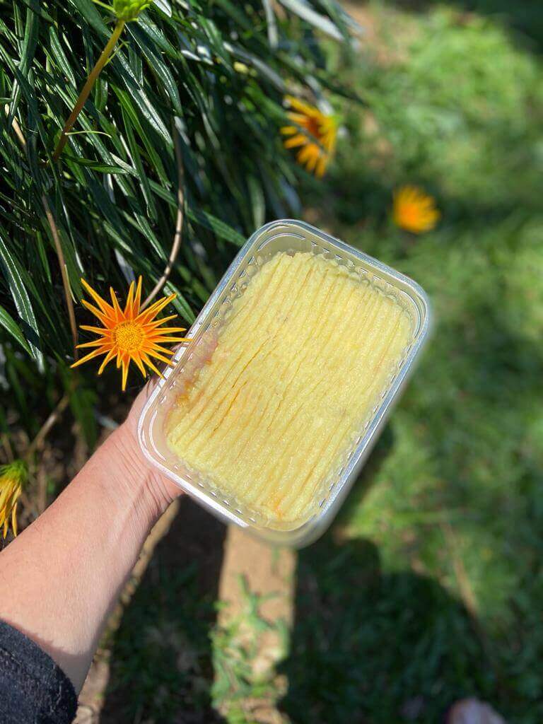 Escondidinho de batata doce com frango desfiado